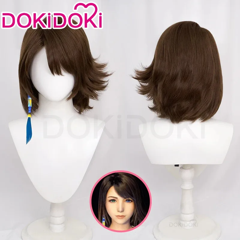 قطعة شعر Game X للعب الأدوار DokiDoki Yuna FF10، مناسبة لحفلات الهالوين وعيد الميلاد