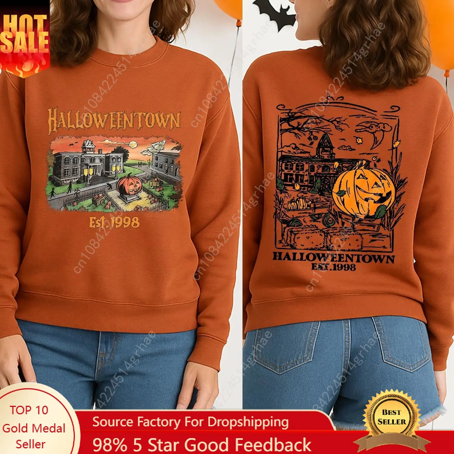 

Halloween Sweatshirts Halloween University Halloween Town Pumpkin Spooky Women Graphic Fall Pullover