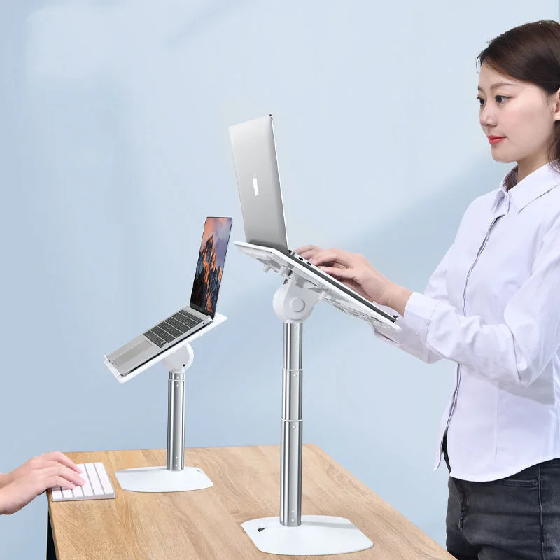 Adjustable Vertical Laptop Stand Aluminum Desk Height Riser 2 In 1 Detachable Holder for Macbook Pro Chromebook Book Projector