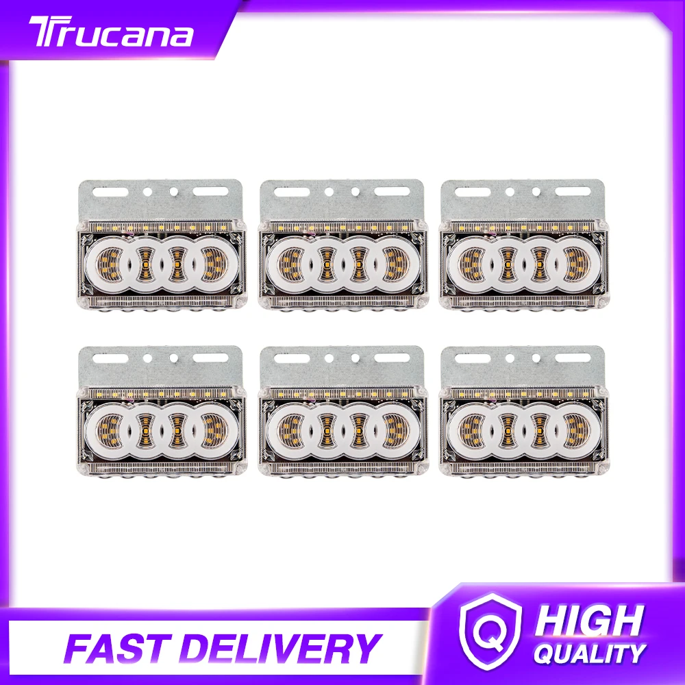 

Trucana 6Pcs Truck Trailer Side Marker Indicators light Car Signal Brake Rear Warning Tail Light LED 24V Warning Lamp White Red