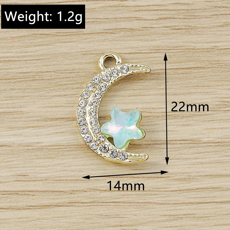 10 Stück niedliche, gemischte Kristall-Metall-Herz-, Eulen-, Schlüssel- und Mond-Anhänger für die Schmuckherstellung, Halsketten, Ohrringe, DIY-Bastelarbeiten und Accessoires – Detail 11