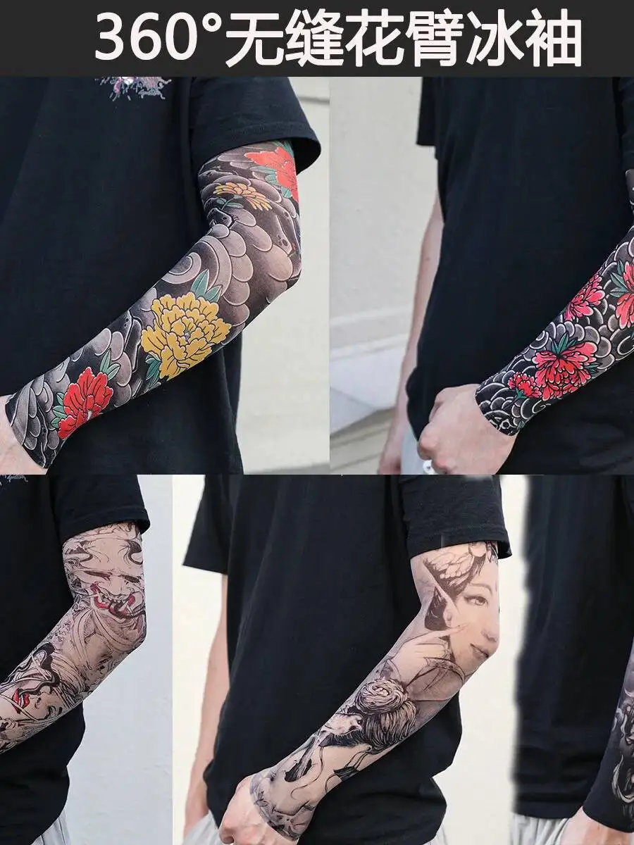 Mangas impressas digitalmente 3d, mangas de proteção solar, casal combinando, leve, respirável, tatuagem, flor, braço, verão, lih