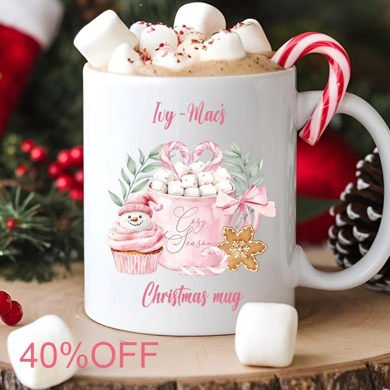 

Праздничная персонализированная розовая рождественская кружка идеально подходит для наслаждения горячего шоколада с прекрасным принтом снеговика отлично подходит для праздничного подарка