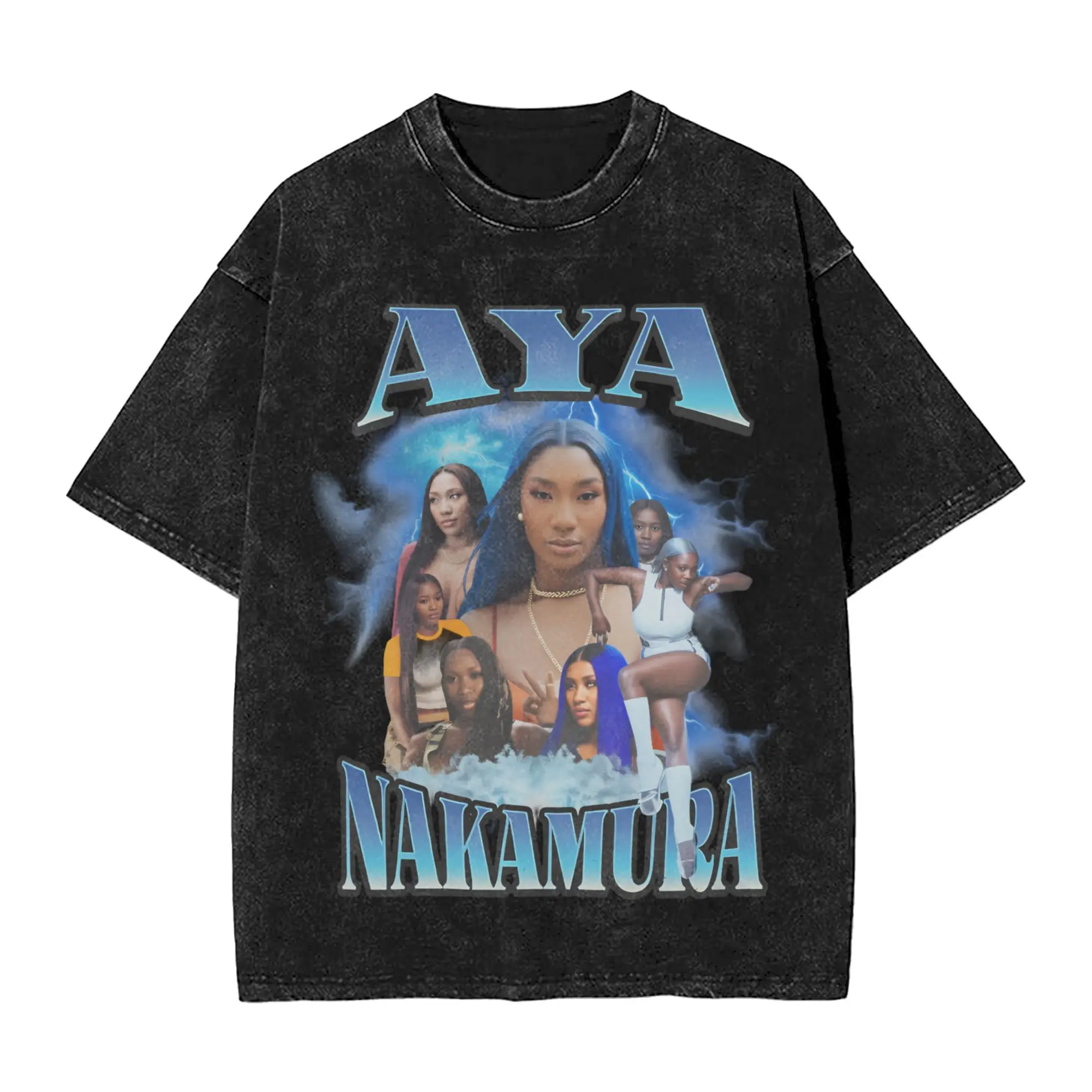 Vintage Aya Nakamura  T-Shirts for Men Crewneck 100% Cotton Washed T Shirt Singer  Short Sleeve Tee Shirt Adult Tops
