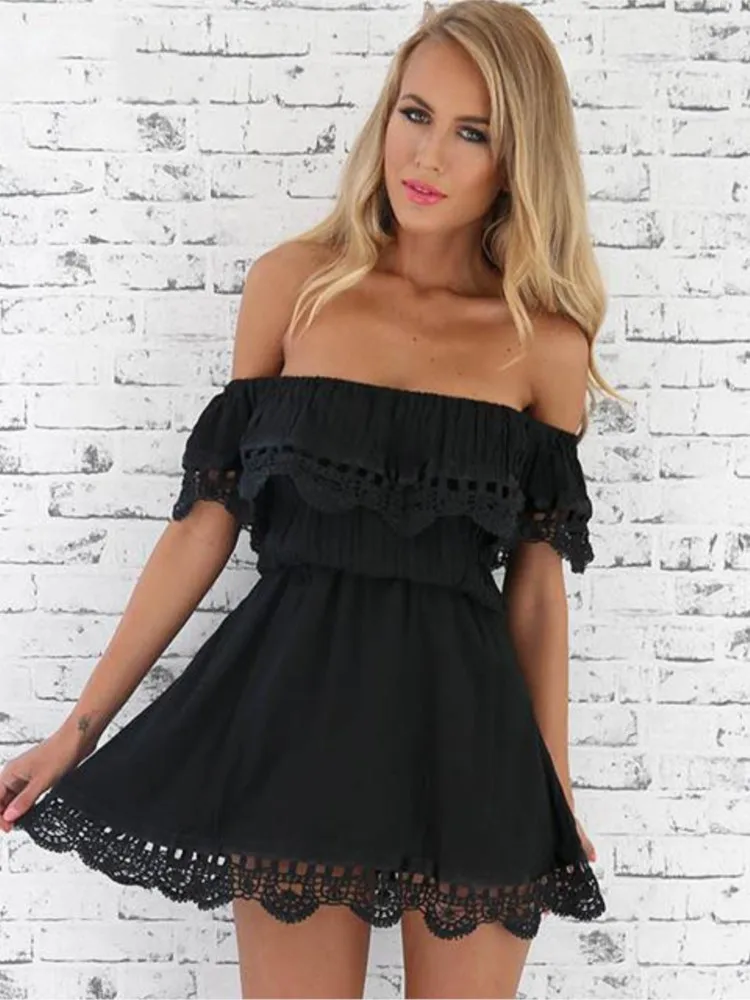 ชุดมินิเดรสแฟชั่นผู้หญิง ดีไซน์เซ็กซี่ แต่งระบาย ไหล่เดียว สไตล์ลำลอง เหมาะสำหรับงานปาร์ตี้ งานพรอม งานเลี้ยงกลางคืน งานสังสรรค์ หรืองานราตรี