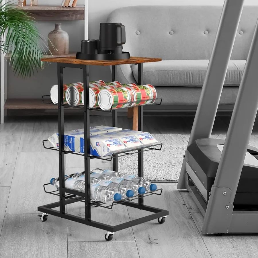 

Органайзер для бутылок с водой, 4-уровневая стойка для хранения бутилированной воды с колесами, подставка для бутылки с водой, держатель для напитков, металлическая стойка для напитков, газированная вода C