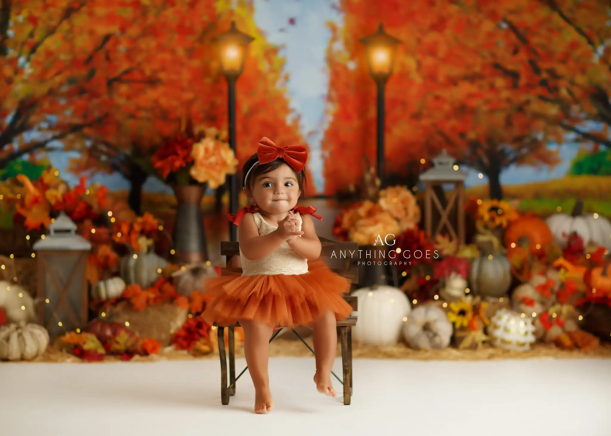 Autumn Pathway Backdrops Kids Baby Birthday Cake Smash Photocall Pumpkin Path Forest Fallen Leaves Backgrounds