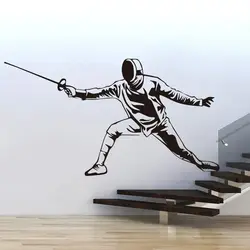 Swordsman Fencer Wall Stickers for Wall Decal Fencing Hall FCH Decoration Murals Accessories for Living Room Vinyl Wallpaper