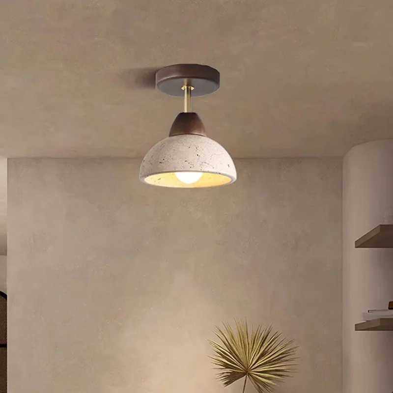 Nordycki współczesny lampa sufitowa żółty marmur LED typu Downlight korytarz balkon światło sypialnia salon Home Decor drewno okrągłe światła