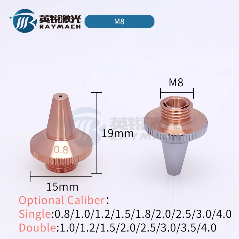 RAYMACH-Buse laser M8H19, pièces consommables, monocouche M6, double plaquée, pour le soudage de robots, Raytools WSX, en cuivre