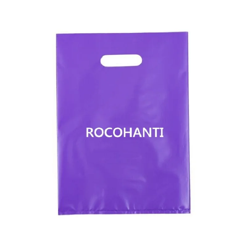 100 Pieces Biodegradable retail Custom merchandise die cut Handle plastic shopping bag With logo Print