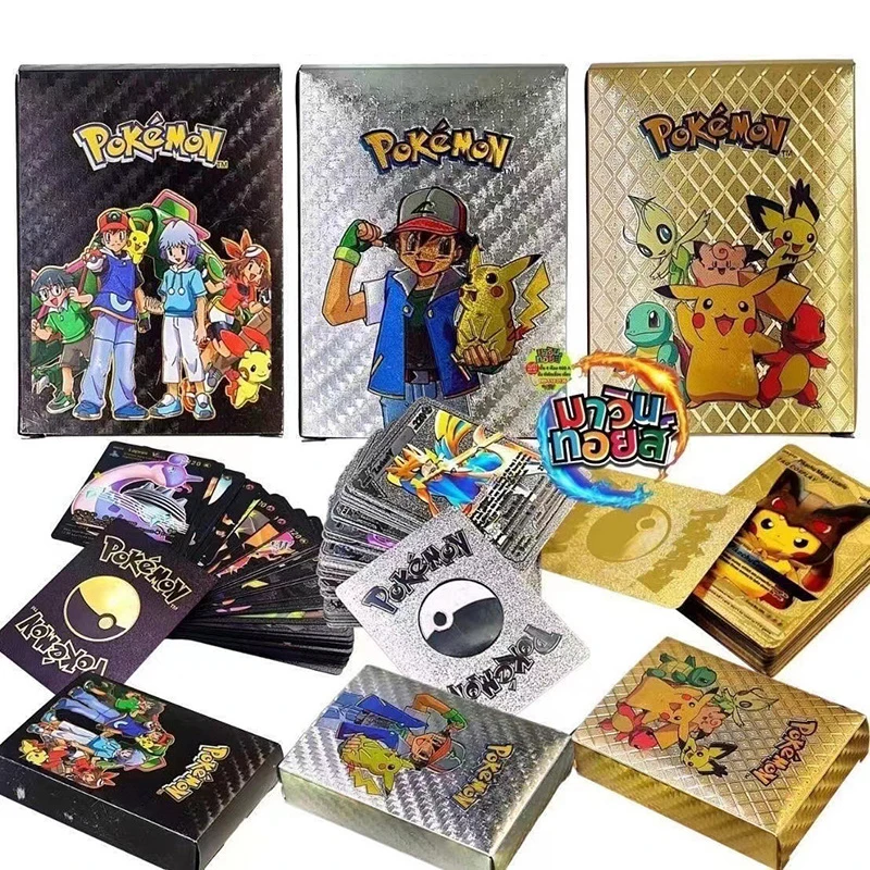 

English Card Pokémon PTCG Pikachu Gold Foil Flash Card Book Pokémon Card Vmax Pokémon
