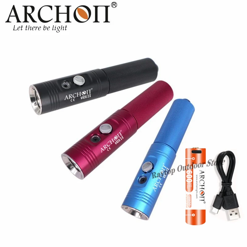 

New Archon V10S II Diving Light CREE White LED Max 1200 lumens Portable waterproof flashlight with 18650 Battery and gloves