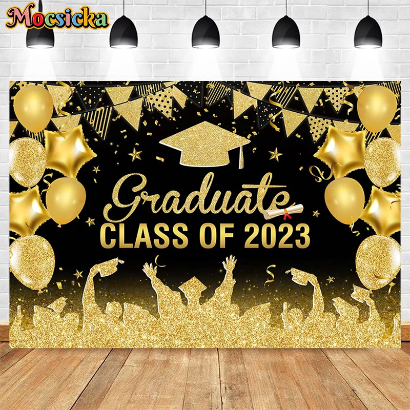 فئة 2023 استوديو الخريج التصوير خلفية راية الألعاب النارية بالون الاحتفال الديكور خلفية الدعائم صورة الكبار