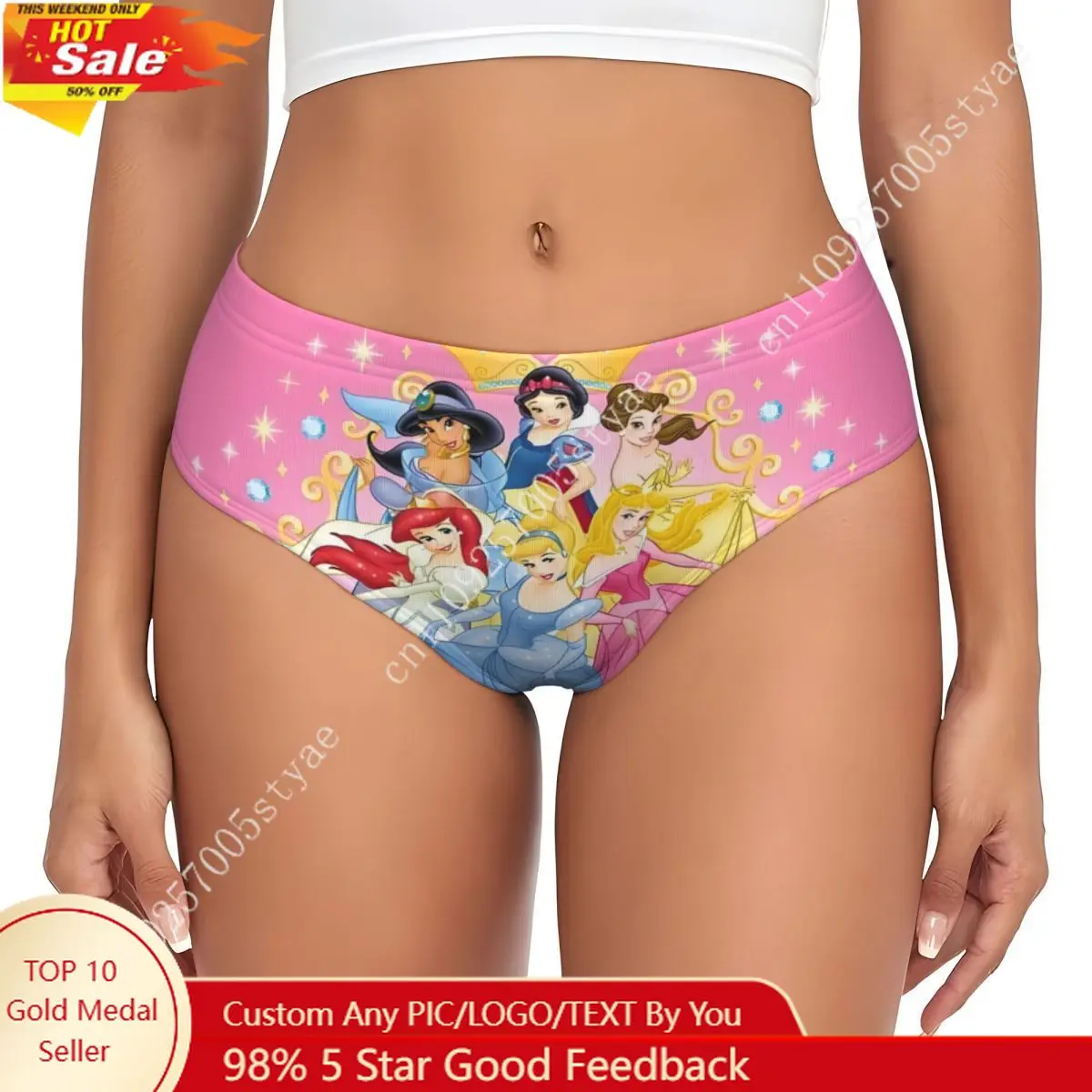 

Custom Women Disney Princess Panties Underwear Female Comfort Cartoon Beautiful Briefs Underpants