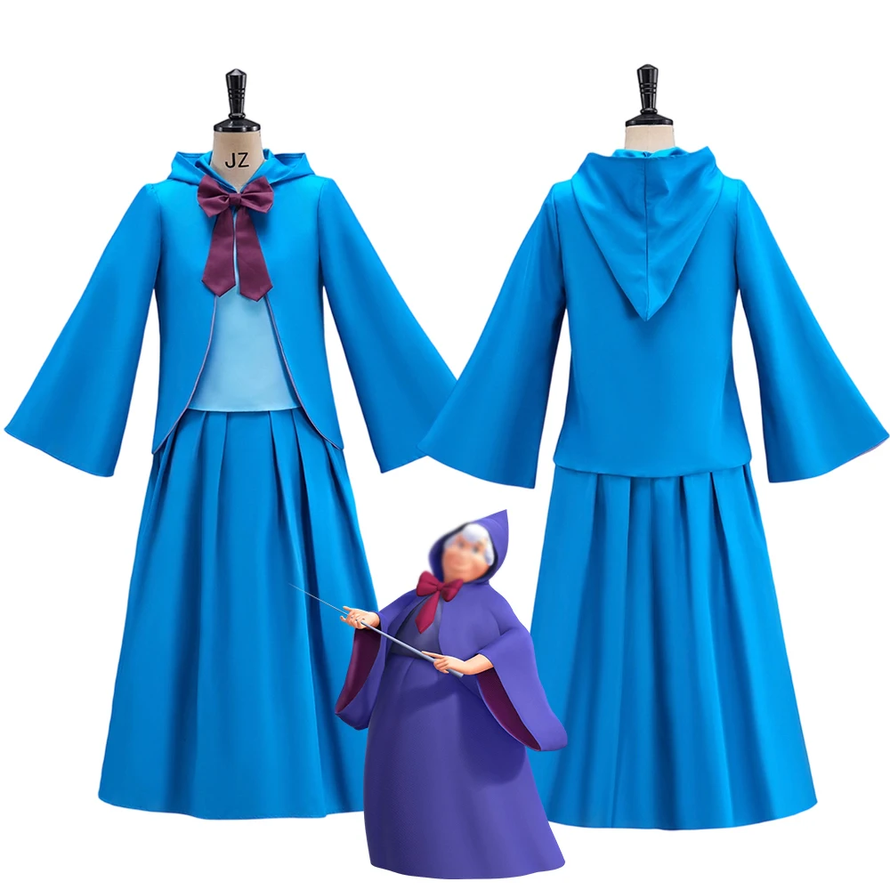 

Аниме крестная мать, косплей, костюм феи, женская синяя накидка с капюшоном, платье, костюм на Хэллоуин, карнавал, маскировка Comic Con, волшебное платье