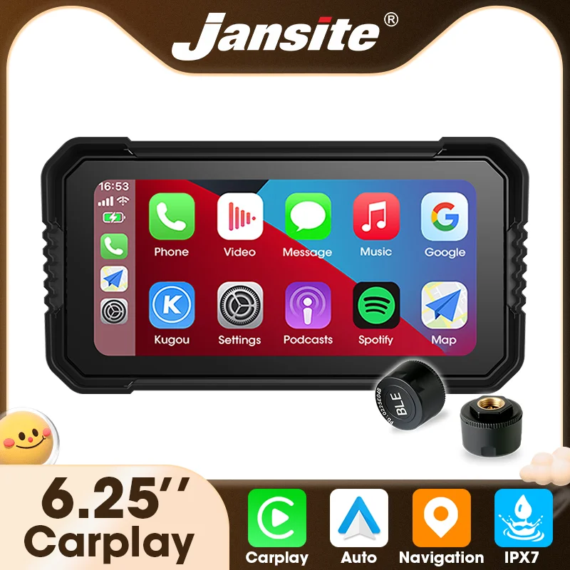 

Srnubi 6,25 "портативный CarPlay мотоцикл Android Auto GPS навигация цифровой мото приборная панель мультимедийный водонепроницаемый экран дисплея