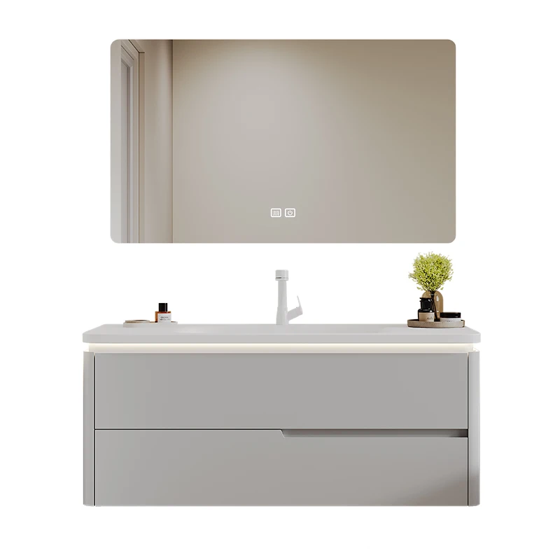 

Corian pure acrylic integrated basin bathroom cabinet combination oak face wash hand wash skin feel washbasin customization