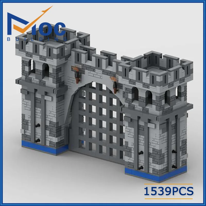 MOC Building Blocks Medieval Castle Stone Wall Gate Technology Bricks DIY Assembled Urban Architecture Model Toy