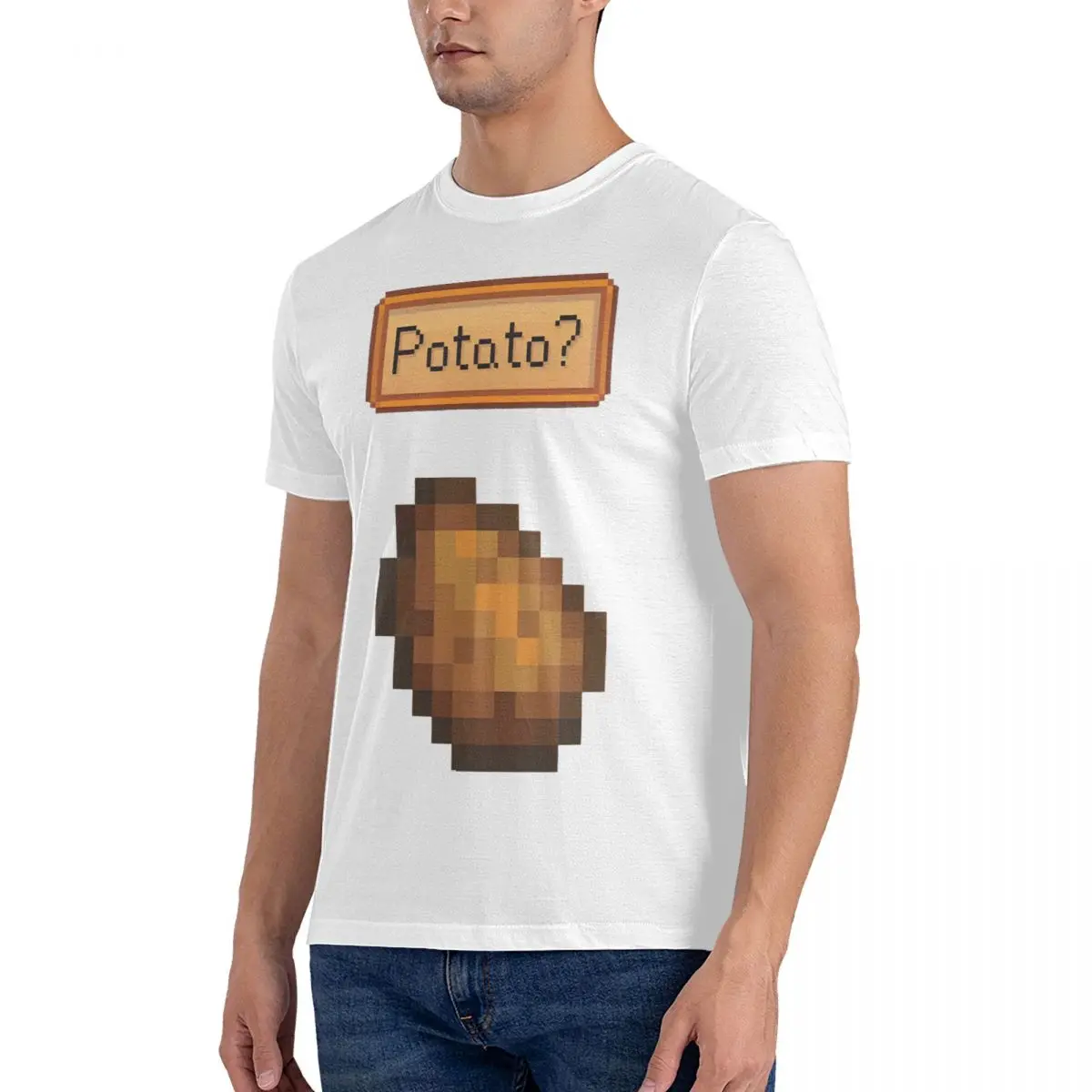 Leisure Potato T-Shirts for Men Round Neck Pure Cotton T Shirt Stardew Valley Short Sleeve Tees New Arrival Tops