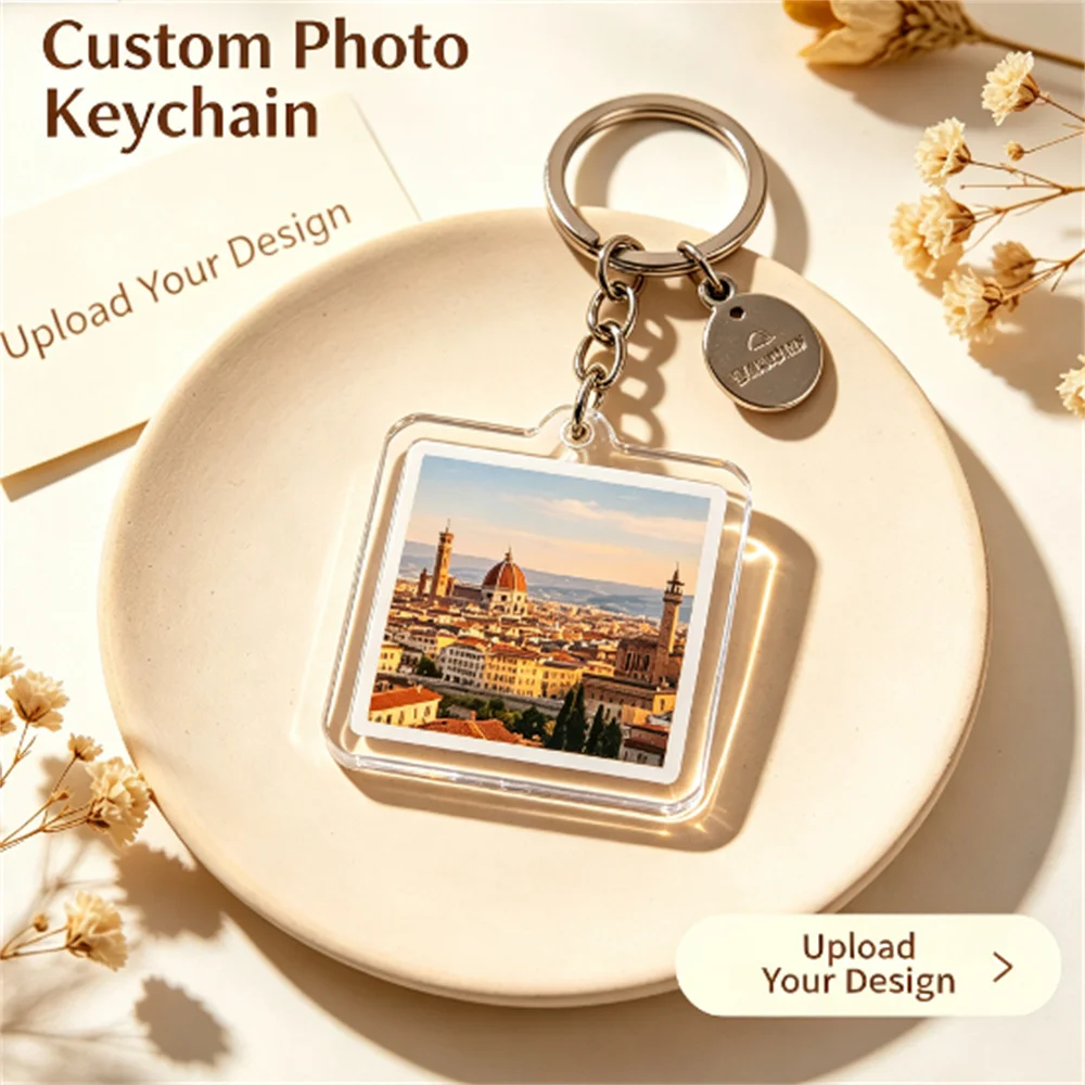 Custom Acrylic Keychain 6cm Personalized Display Holder Clear Plastic Stand for Photos Props Customizable Size