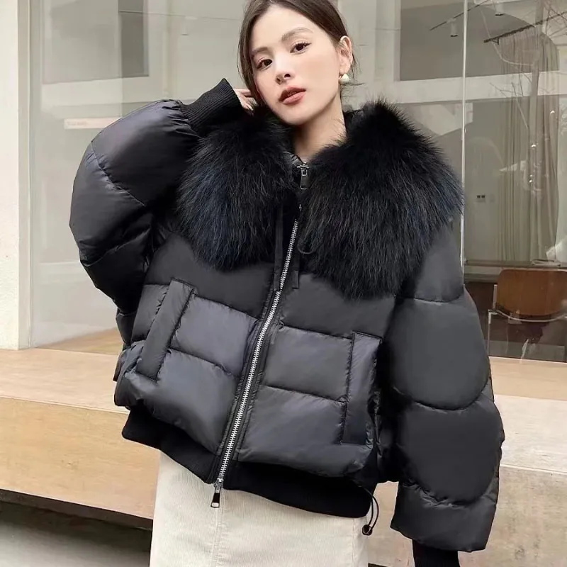 2023 Winter Down Jacket Short Jacket Women's Overcoat Thick Warm Parker Coat Korean With Large Fur Collar White Duck Down Coat