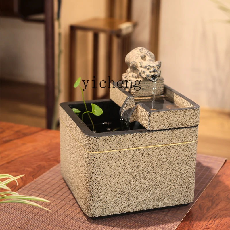 

ZC living room flowing water ornament office decoration creative home making money circular gift