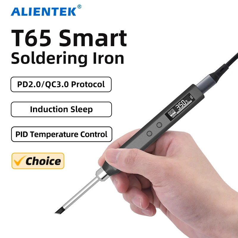 Ferro de Solda Temperatura Ajustável Elétrico Inteligente 65w Calor Rápido Estação de Solda Digital Portátil Kit Original Alientek-t65