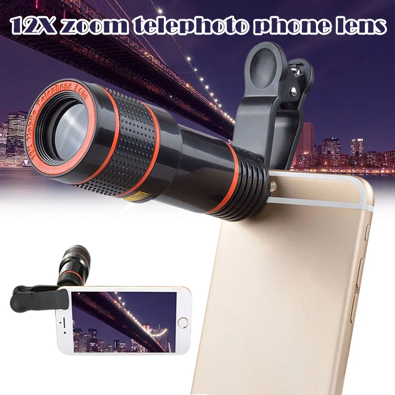 Cell Phone Camera Lens Monocular Telescope 12X Telephoto Zoom Lens for  for Samsung for Android