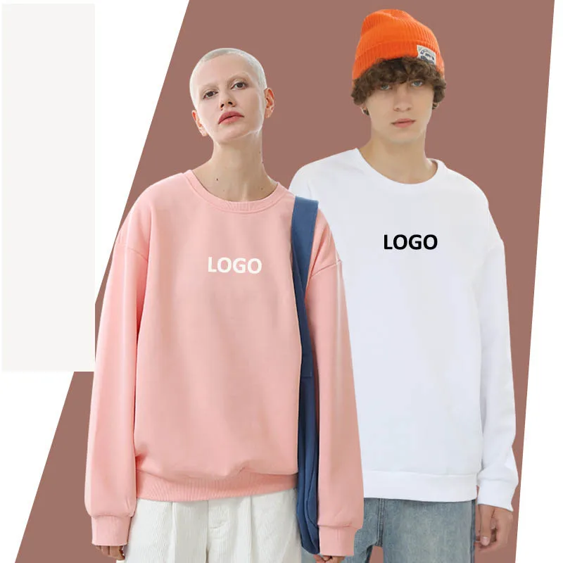 

Custom LOGO Thickened and Fleece Loose Casual Couple Sweatshirt 500g Cotton Polyester Round Neck Dropped Shoulder Top