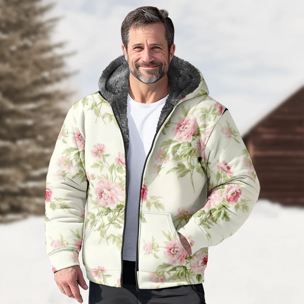 Abrigos de chaquetas de invierno para hombre, ropa de algodón con estampado floral, abrigo, permeable al aire, CASUAL vintage