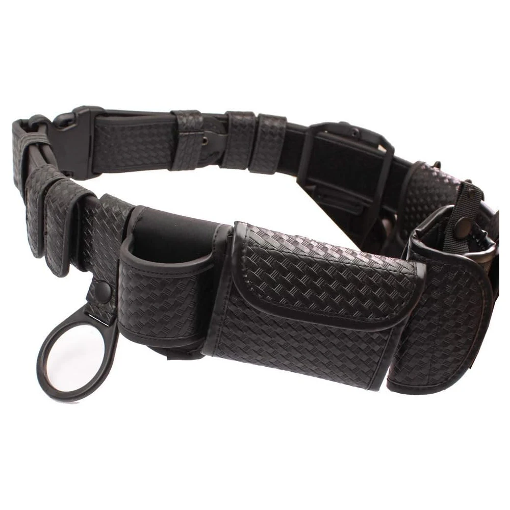 10 in 1 Basketweave Sentinel Duty Web Belt, Police Duty Belt Rig, Security Modular Law Enforcement Duty Belt with Pouches