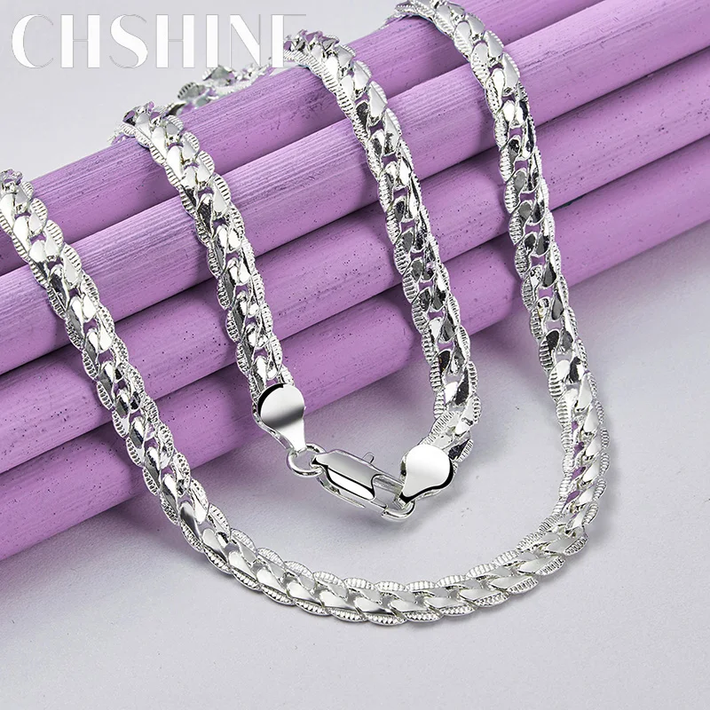 CHSHINE 925 Sterling Silver Men's Side Chain 16-24 Inch Necklace For Women's Wedding Engagements Fashion Charm Jewelry