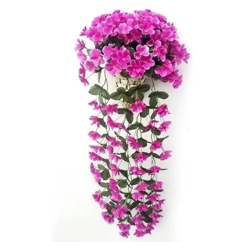 Cesta colgante flores artificiales violeta – Orquídea seda San Valentín - imagen 2