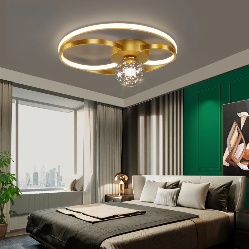 

Modern Led Ceiling Lights For Living Room Bedroom Study Golden/black Finished Home Chandelier Lamps Indoor Fixture AC 90- 260V