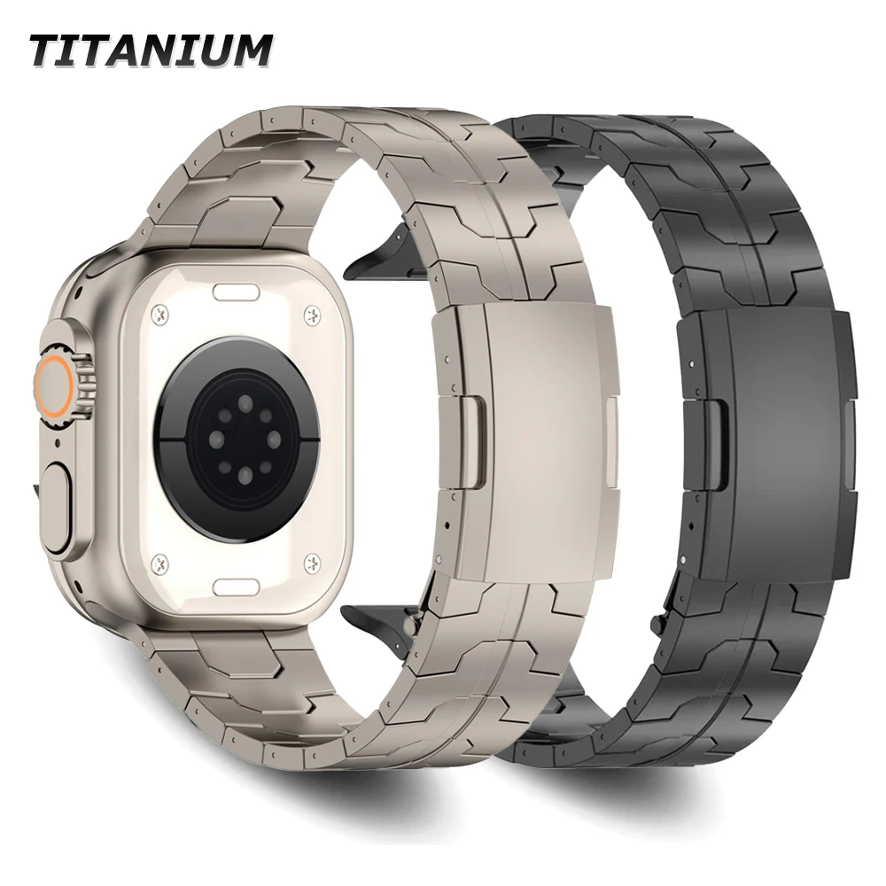 Titanium Men Luxury Band for Apple Watch Series 9 8 7 45mm Ultra 2 49mm 42 44mm 41mm 38 40mm Strap for iWatch 6 5 4 se Bracelet