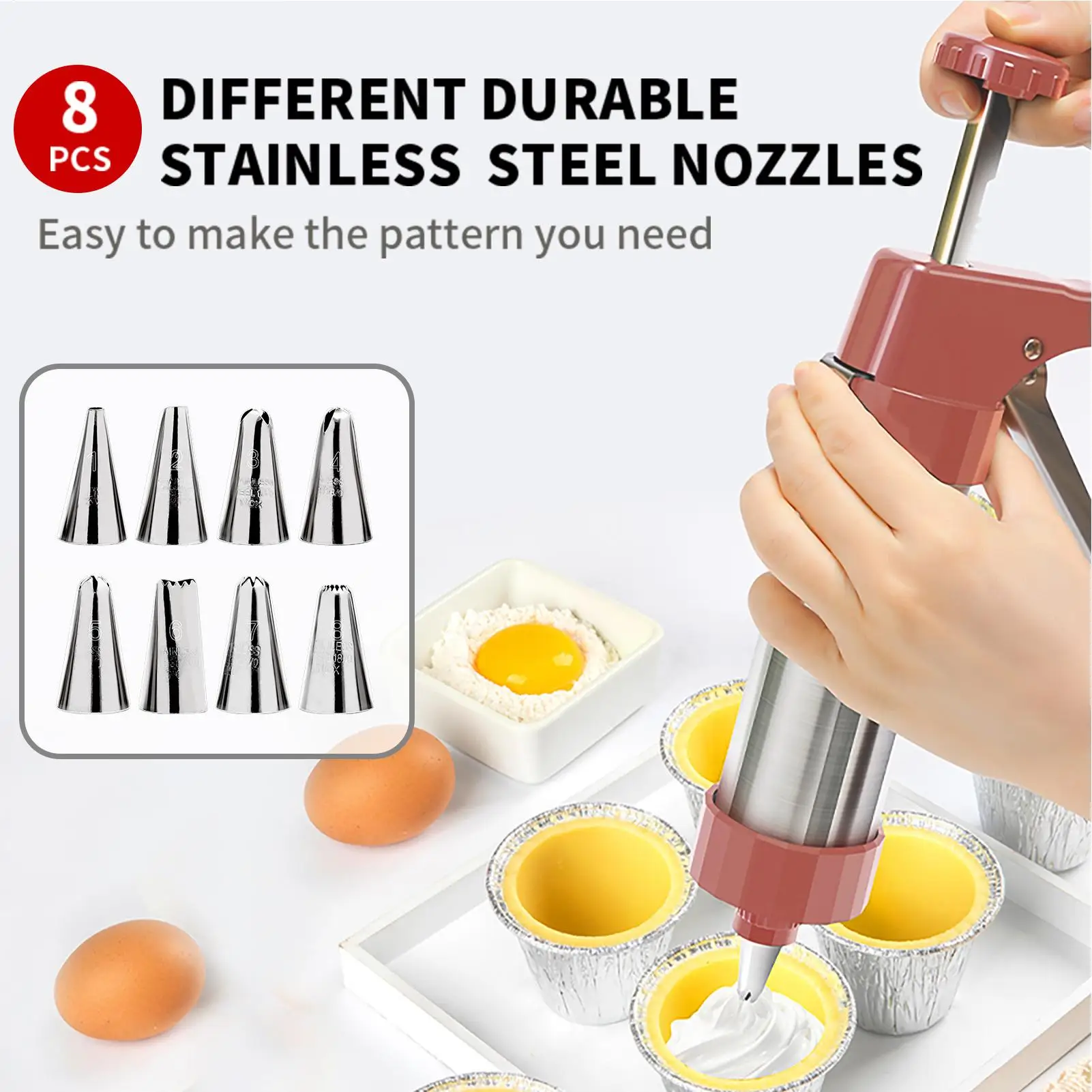 Cookie Maker Press Kit Stainless Steel Biscuits Extruder Press Cookie Guns Kit Reusable Kitchen Baking Tool For Cookie Making
