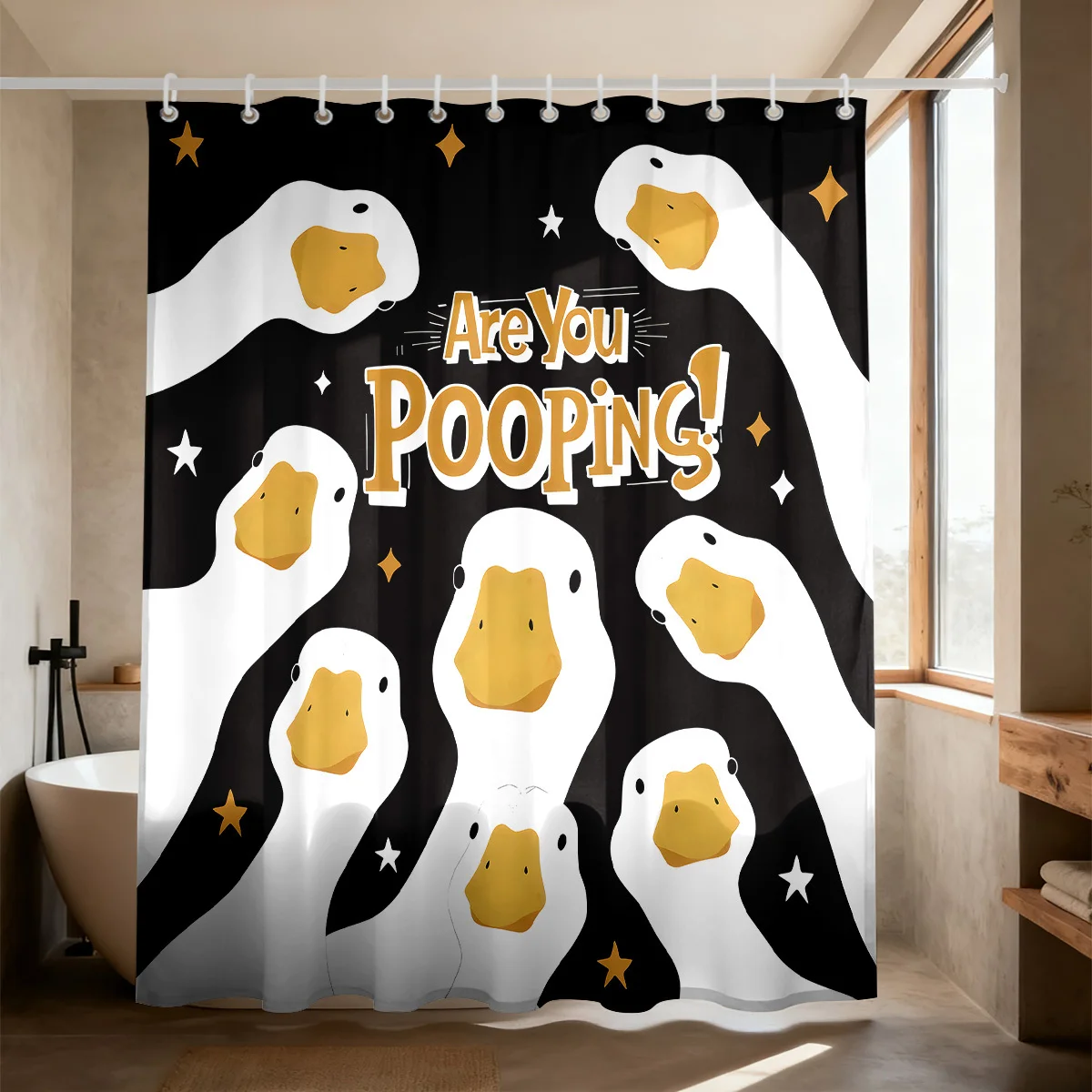 Funny Bathroom Shower Curtain Novelty Sloth Pooping Message Decor Tapestry Waterproof Shower Curtain Liner 90x180cm