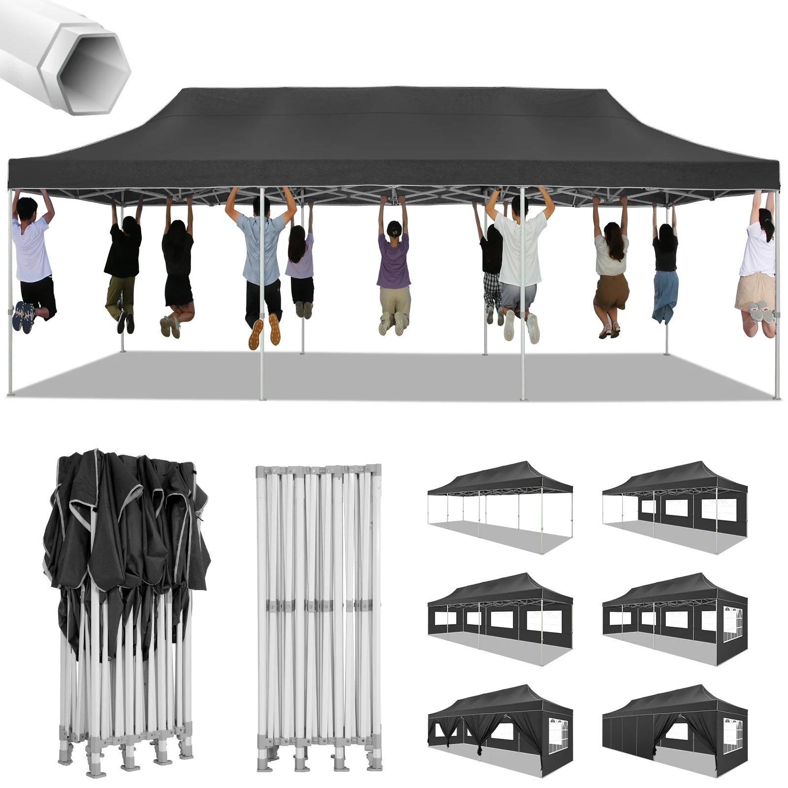 Tents for Parties 10x30 Heavy Duty Pop Up Canopy Tent with 8 Sidewalls, Commercial Party Tent Event Wedding Instant Canopy