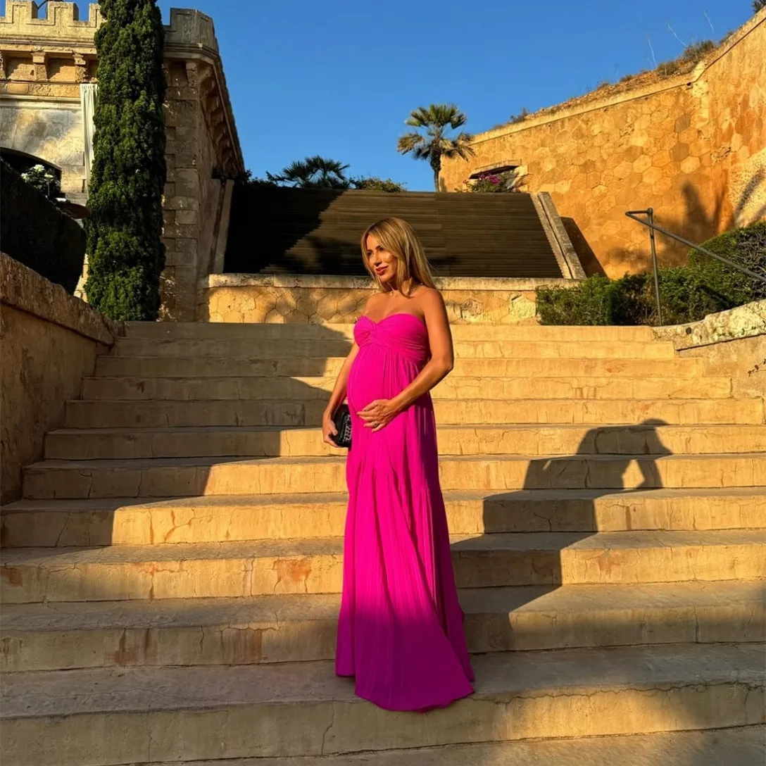 

Customized Long Fuchsia Evening Dresses A-Line Chiffon Sweetheart Floor Length فساتين سهرة Prom Dress for Women