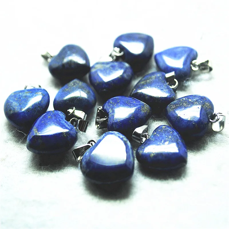 9PCS Natural Lapis Lazuli Pendants Nature Gemstone Heart Shape 16MM 20MM DIY Jewelry Designs New Arrivals Top Sells