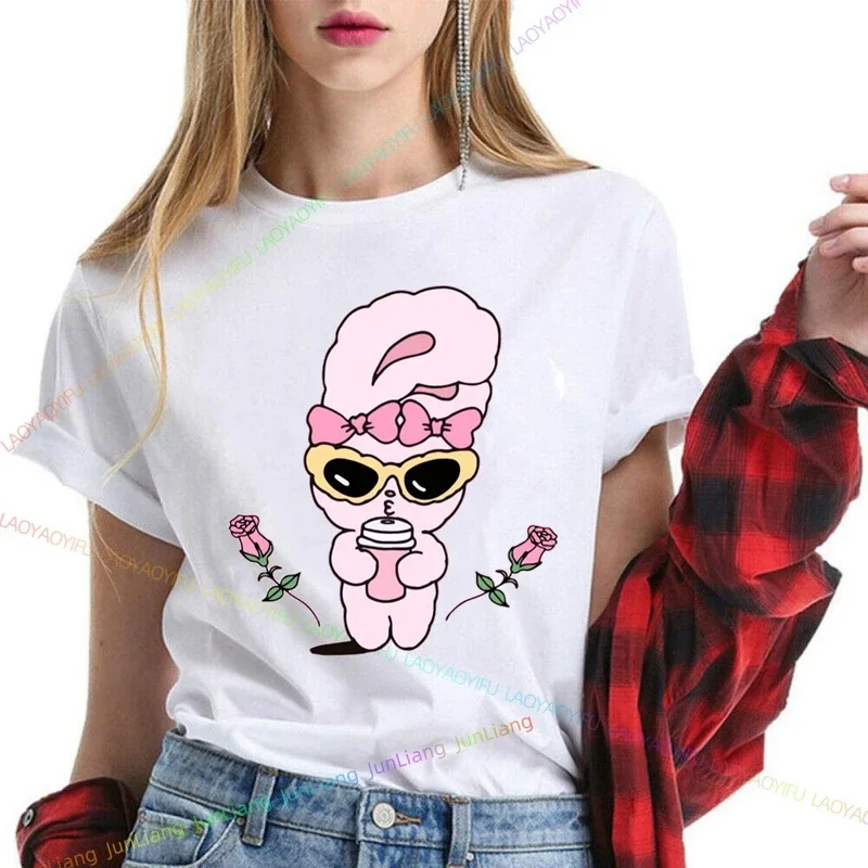 Esther Bunny Rabbit Streetwear 100% Cotton Funny Shirt Tshirt Short Sleeve T-shirt Y2k Clothes New in Tops & Tees Men's Shirts