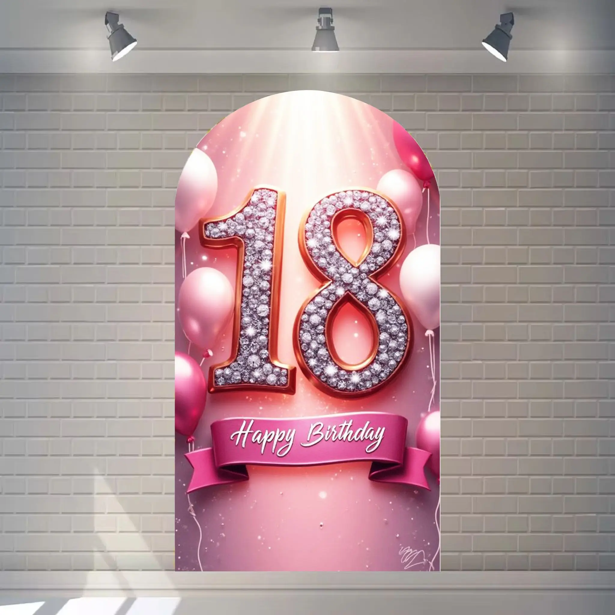 VIKAMA 18. Geburtstag Party gewölbte Hintergrundabdeckung, alles Gute zum Geburtstag Hintergrundbogen, Geburtstag Ballon Foto Hintergrund Dekoration