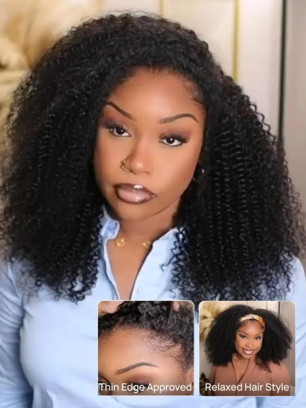 غريب مجعد نصف شعر مستعار شعر الإنسان غلويليس ارتداء الذهاب شعر مستعار 4C الأفرو غريب مجعد عقال شعر مستعار 3 في 1 نصف شعر مستعار الوجه على كليب Ins شعر مستعار