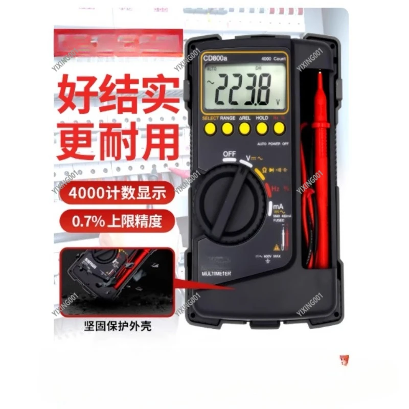 CD800a Digital Multimeter - Electrical Test Tool (Capacitance/Frequency), Hand Strap + Instruction Manual
