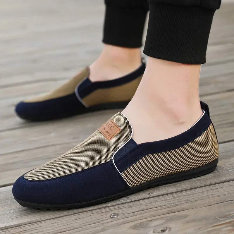 Casual Plus Size Shoes for Men Shallow Loafers Men Breathable Canvas Shoes Anti-Odor Male Athletic Shoe Flats Non Slip Moccasin