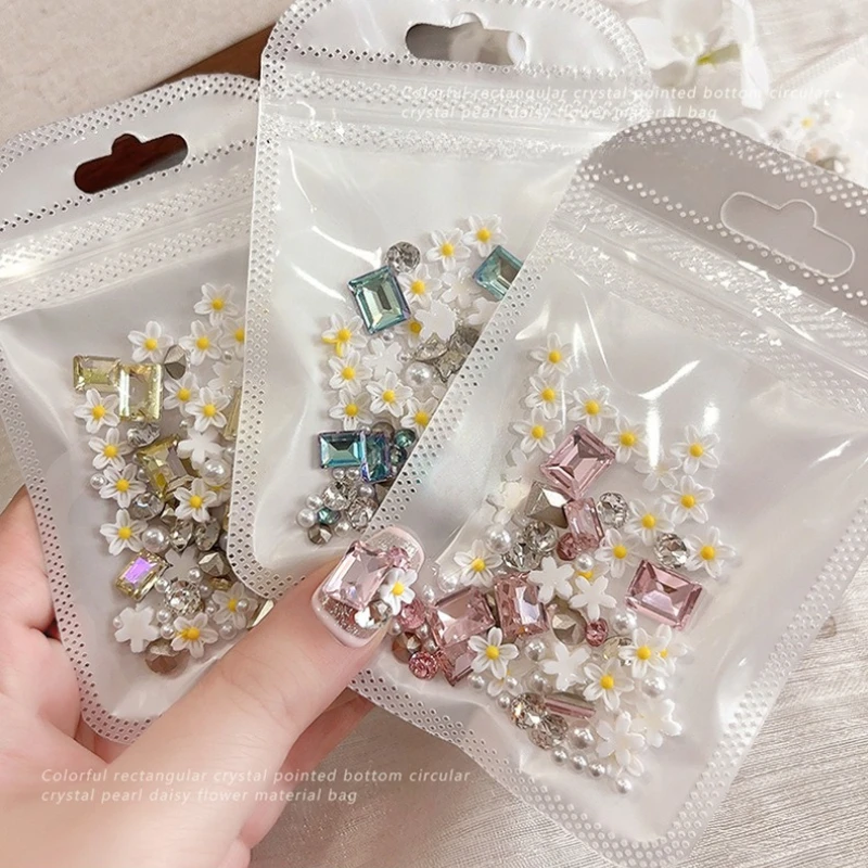 

Colorful Resin Daisy Sunflower Rose Flower Material Kit Nail Rhinestones Nail Art Decorations Charms Accessories Manicure Tools