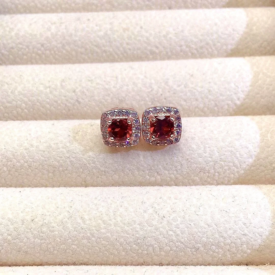 

Серьги-гвоздики из 100% натурального граната для повседневного ношения, 5 мм, серебряные серьги с гранатом класса VVS, ювелирные изделия из серебра 925 пробы с гранатом