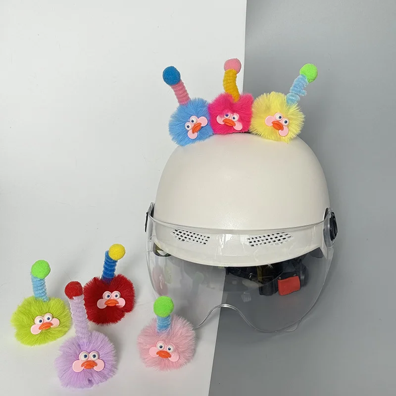 

Helmet decoration plush powder blusher duck motorcycle helmet quick release velcro accessories helmet accessories