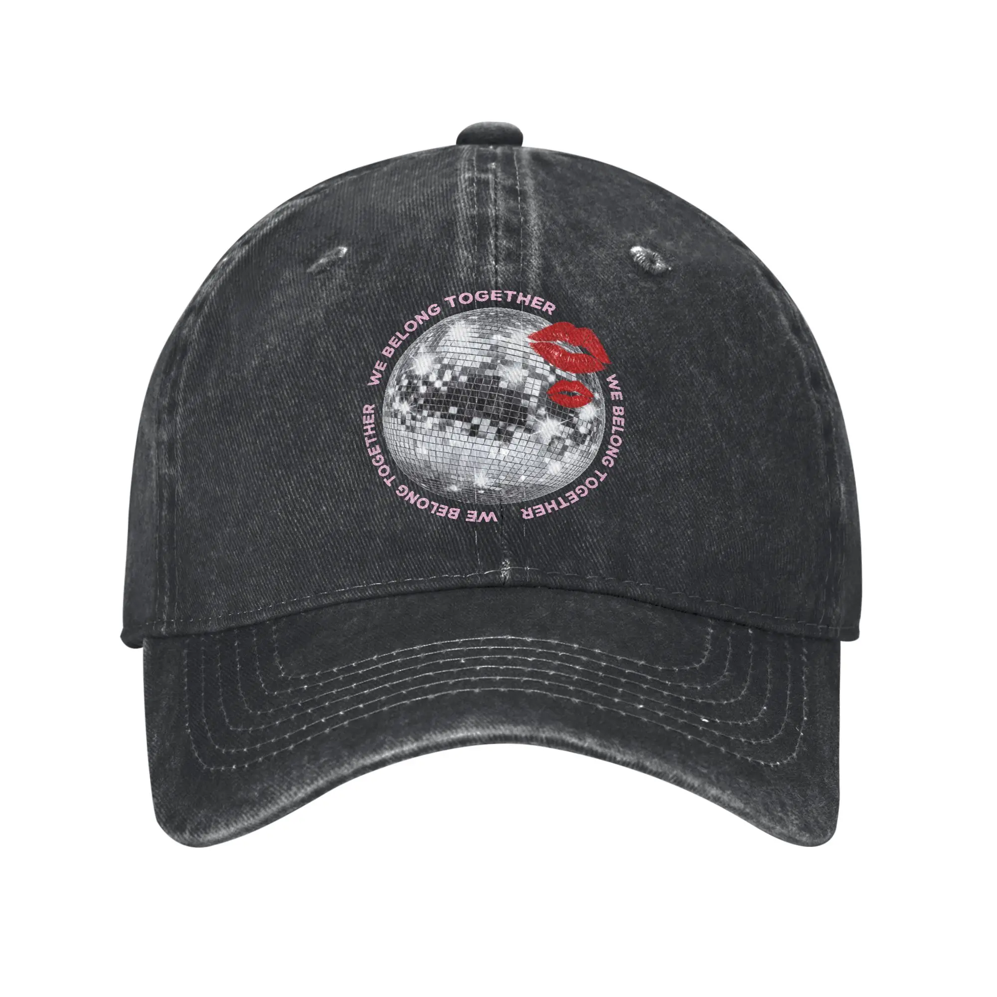 Disco Ball Kissing Lips Sun Baseball Cap  Classic Couple Women Washed Hip Hop Hats Wholesale Design Hiking Fishing Baseball Caps